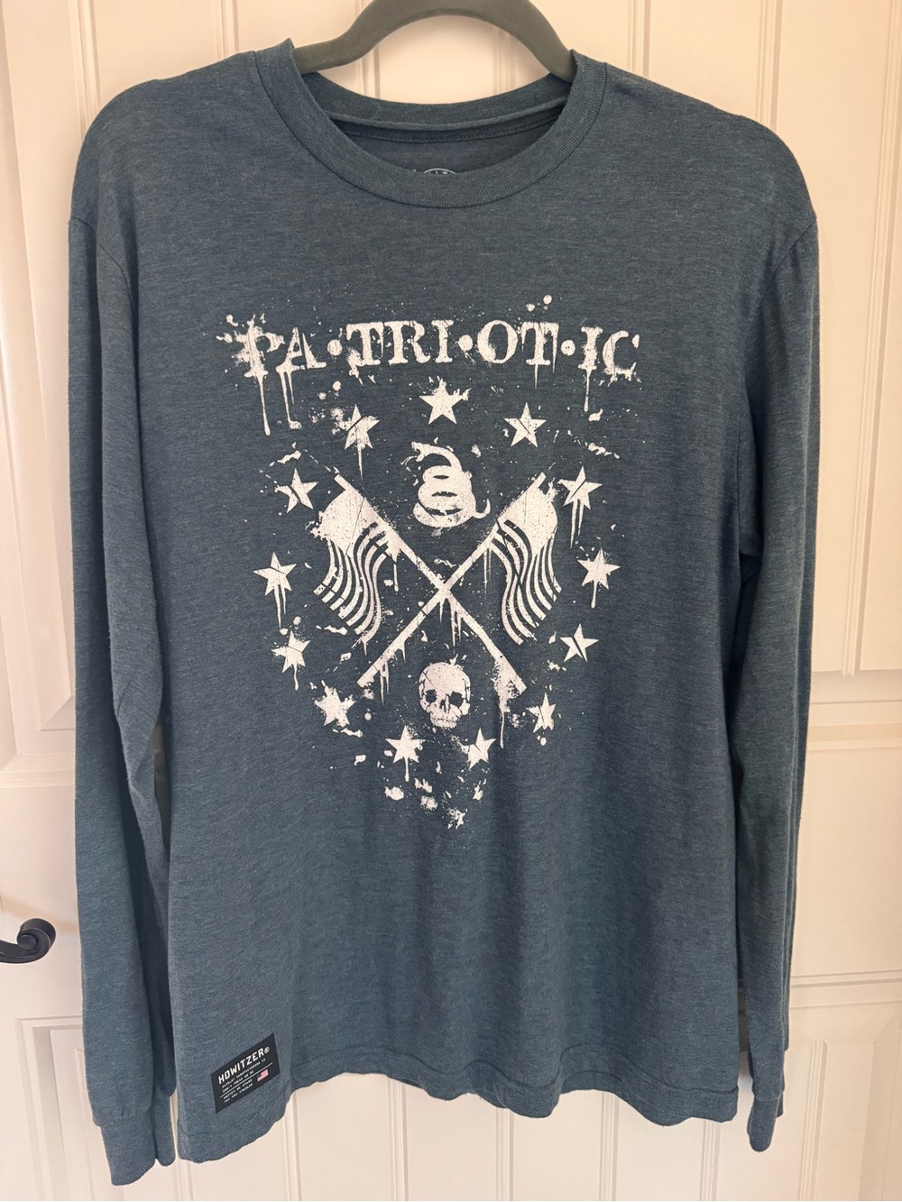 Patriotic Graphic Long Sleeve Tee - howitzer medium